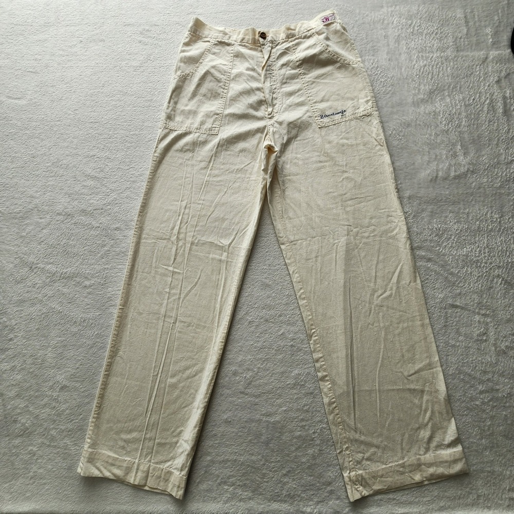 Mexico Natural Cotton Pants Mens 30W‎ 28.5L Wide Leg Fisherman Beach Yoga Travel